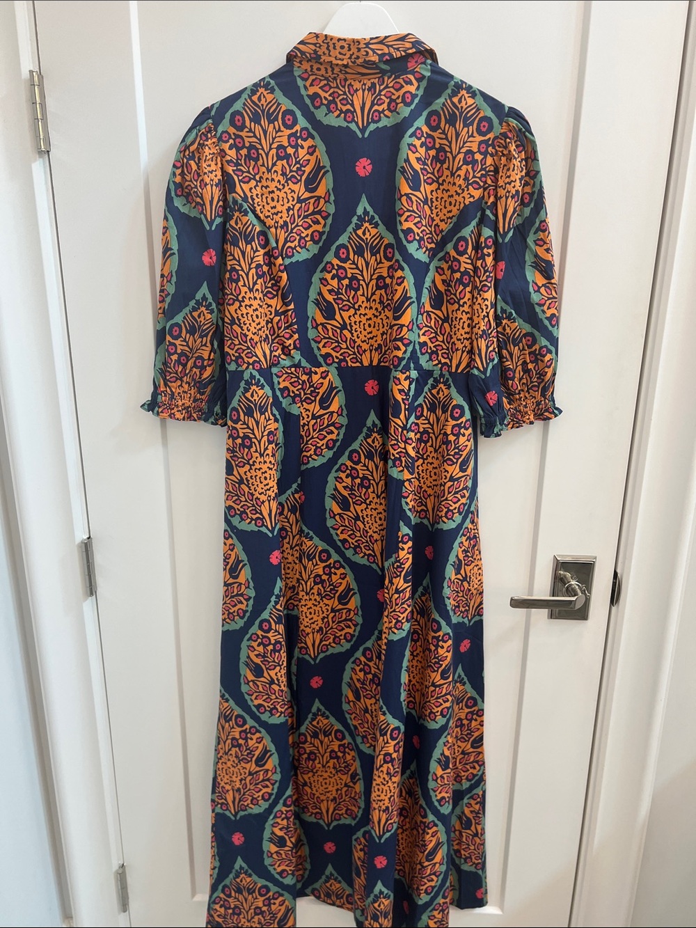 LIVRO Navy Maxi Dress with Orange Print - Picture 5 of 8
